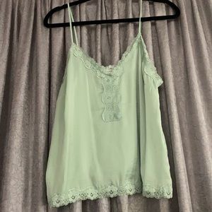 Mint satin lace tank